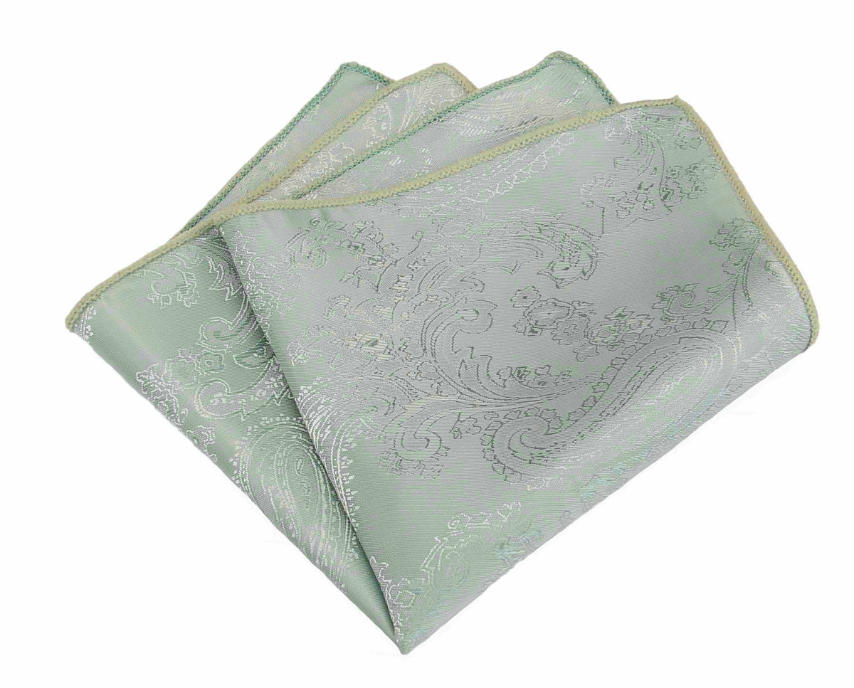Dusty Sage Paisley Wedding Tie & Pocket Square Set