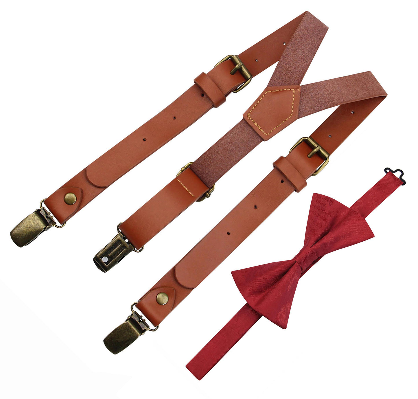 Brown Leather Suspender for Men