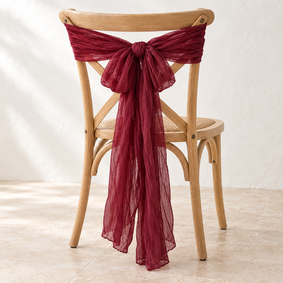 Crinkle Gauze Wedding Chair Drape – 40 × 275 cm