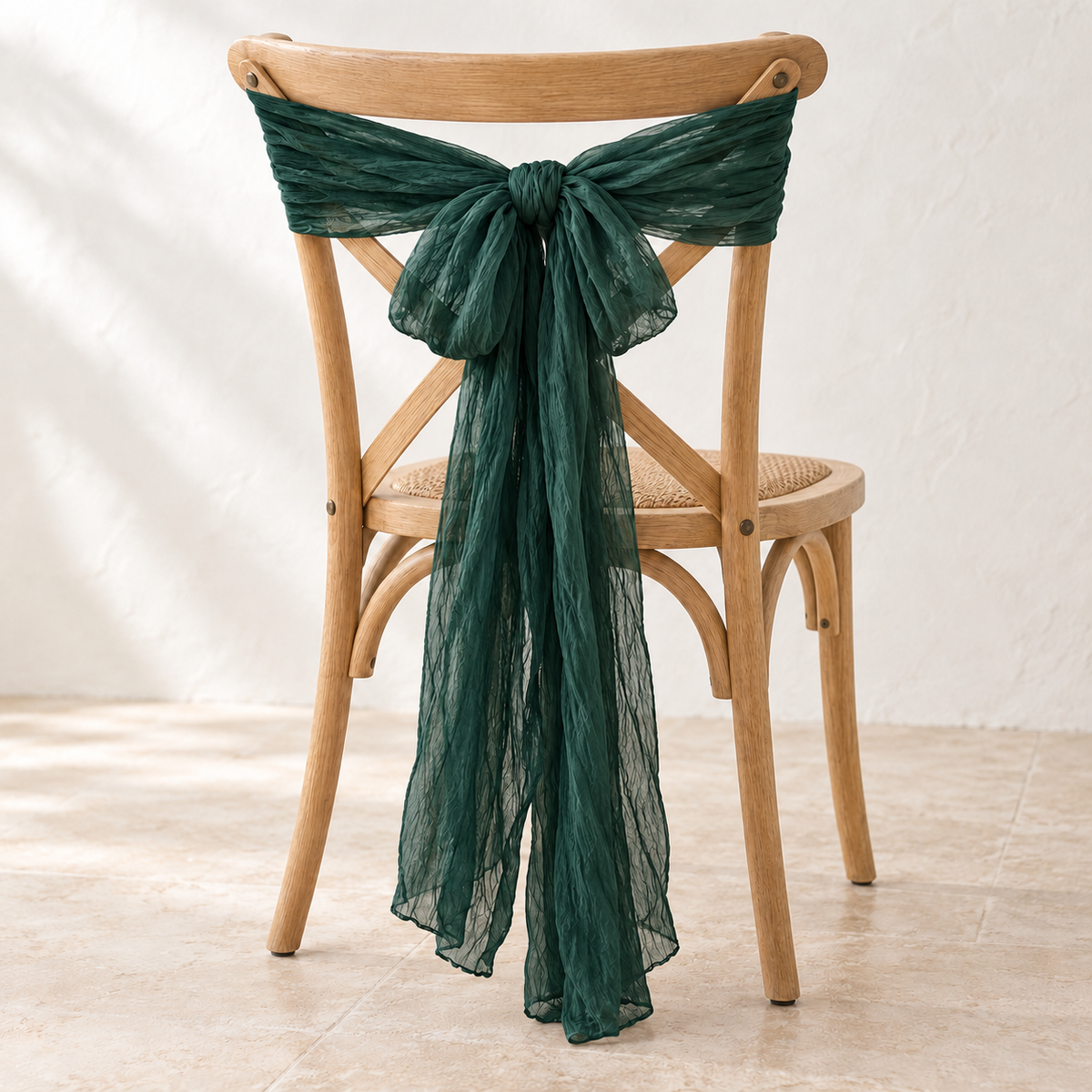 Crinkle Gauze Wedding Chair Drape – 40 × 275 cm