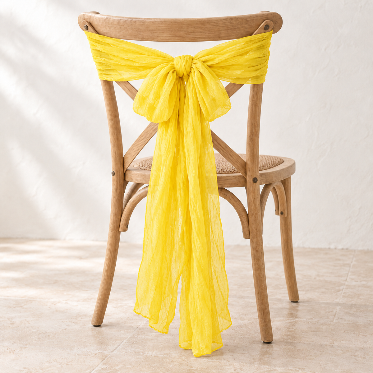 Crinkle Gauze Wedding Chair Drape – 40 × 275 cm