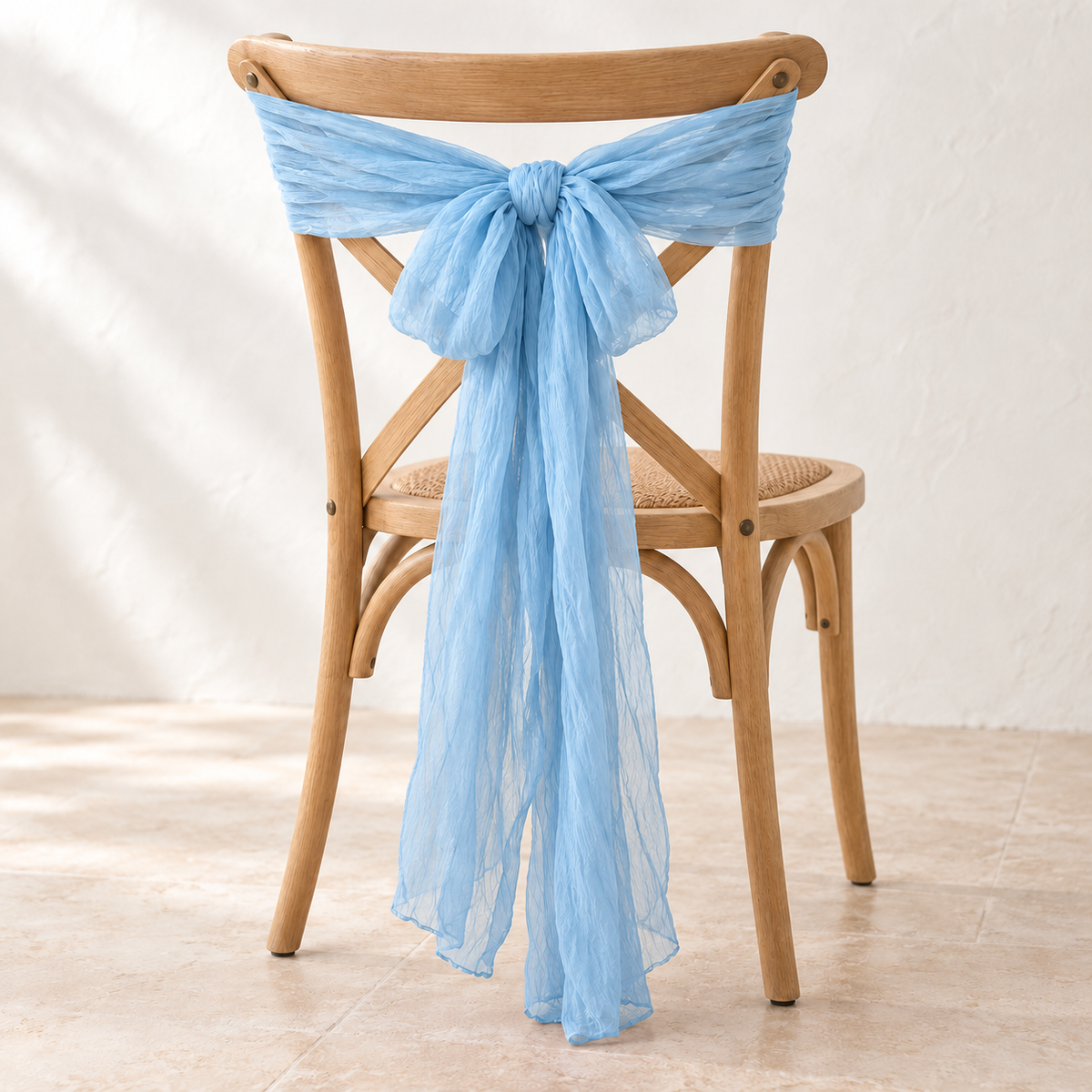 Crinkle Gauze Wedding Chair Drape – 40 × 275 cm