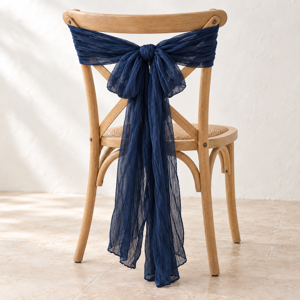 Crinkle Gauze Wedding Chair Drape – 40 × 275 cm