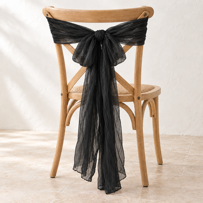 Crinkle Gauze Wedding Chair Drape – 40 × 275 cm