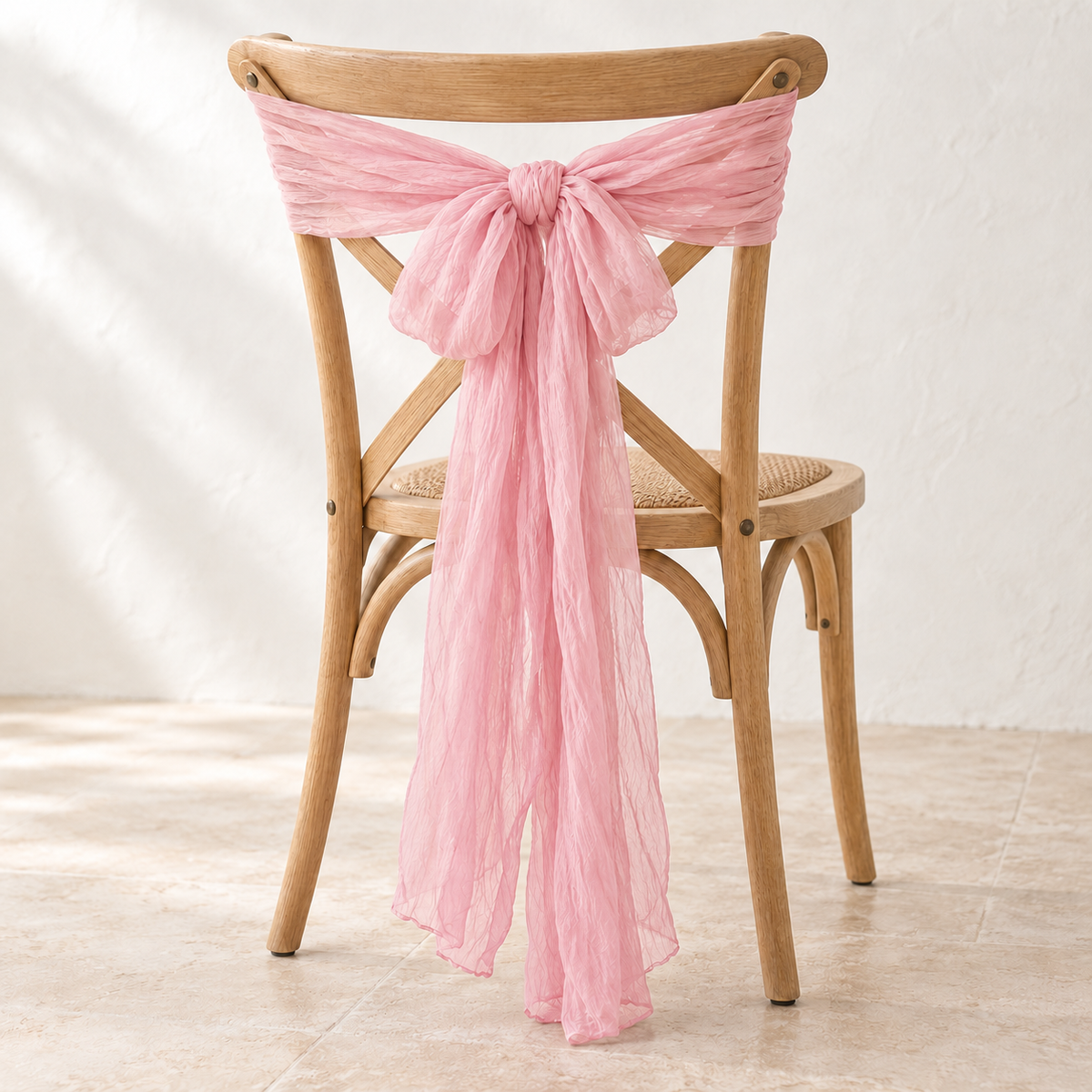 Crinkle Gauze Wedding Chair Drape – 40 × 275 cm