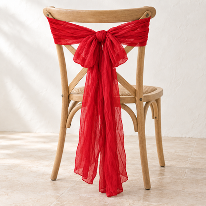 Crinkle Gauze Wedding Chair Drape – 40 × 275 cm