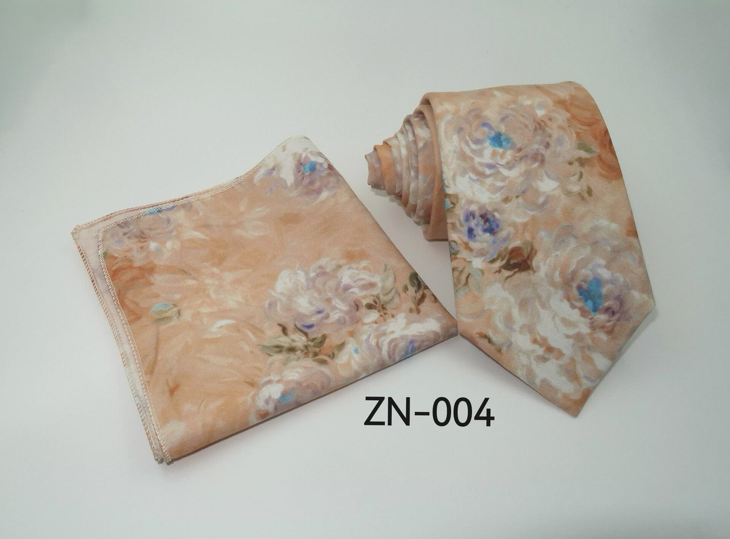Floral Tie and Pocket Square Set for Men – Slim Cotton Wedding Necktie & Hanky Set