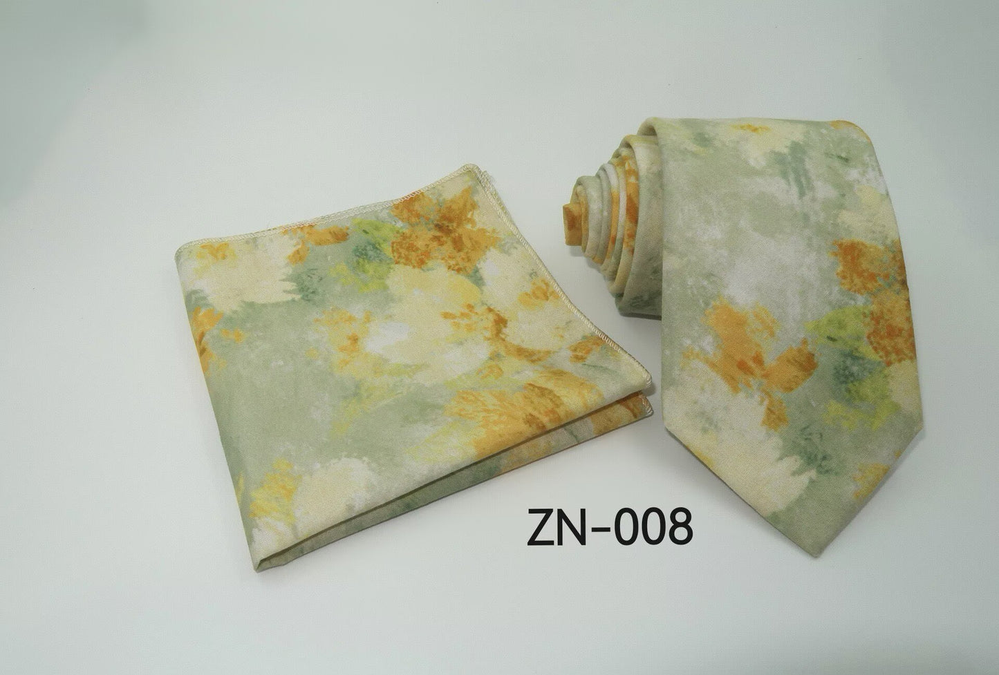 Floral Tie and Pocket Square Set for Men – Slim Cotton Wedding Necktie & Hanky Set