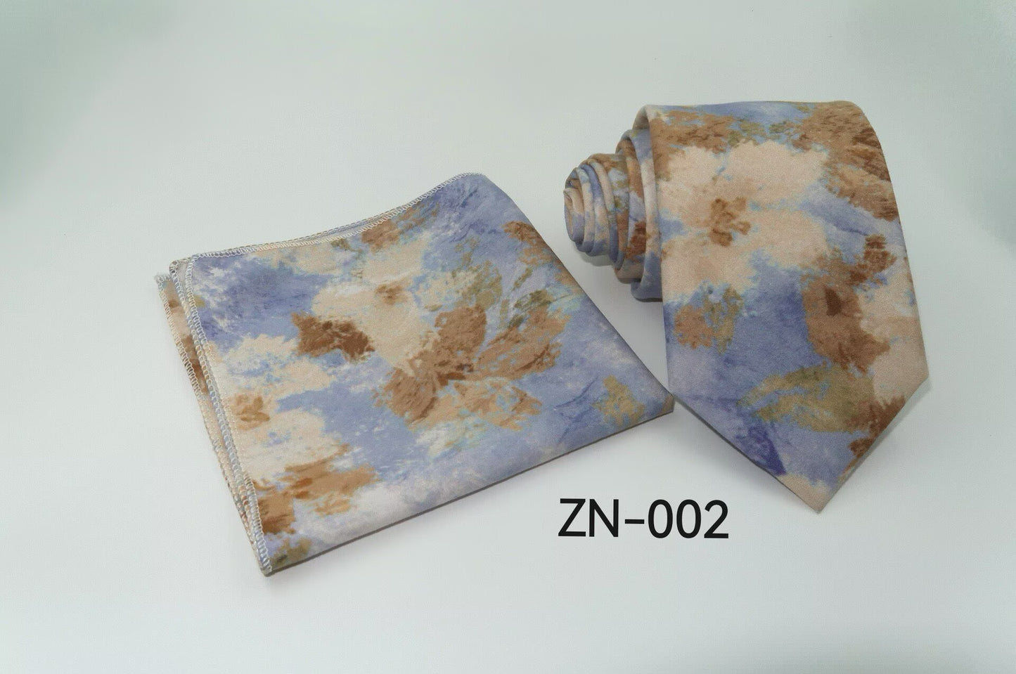 Floral Tie and Pocket Square Set for Men – Slim Cotton Wedding Necktie & Hanky Set