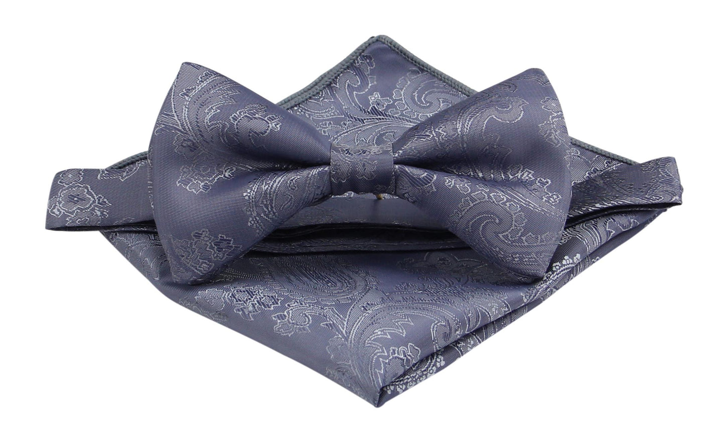 Steel Blue Bow Ties. With Matching Paisley Kids Bowties