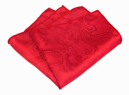 Scarlet Pocket Square. Red  Handkerchief. Paisley Pocket Squares.