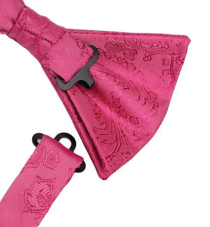 Begonia Paisley Bow Ties. Fuchsia  Bowties for Men/ Kids.