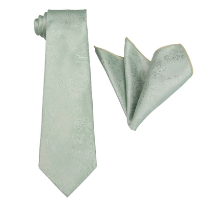 Dusty Sage Paisley Wedding Tie & Pocket Square Set