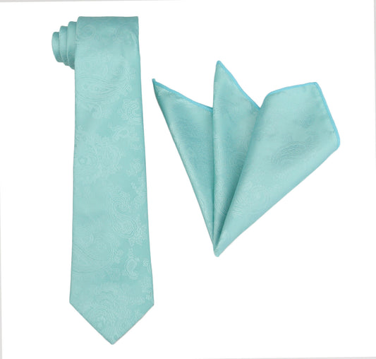 Spa Ties. Light Mint Green Tie. Spa Neckties for Men. Wedding Tie. Spa Silk Paisley Tie. Multi Size.
