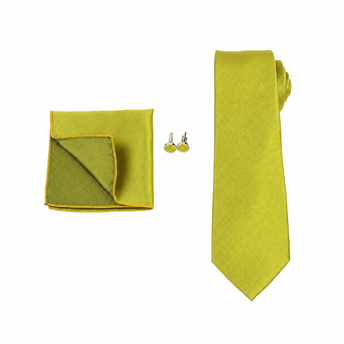 Willow Green Necktie, Pocket Square & Cufflinks Set for Men