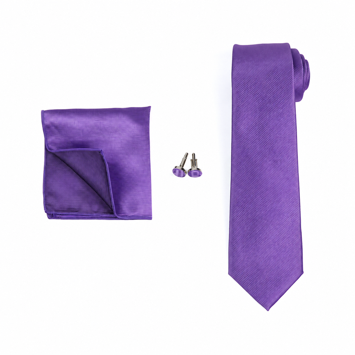 Lavender Necktie, Pocket Square & Cufflinks Set for Men