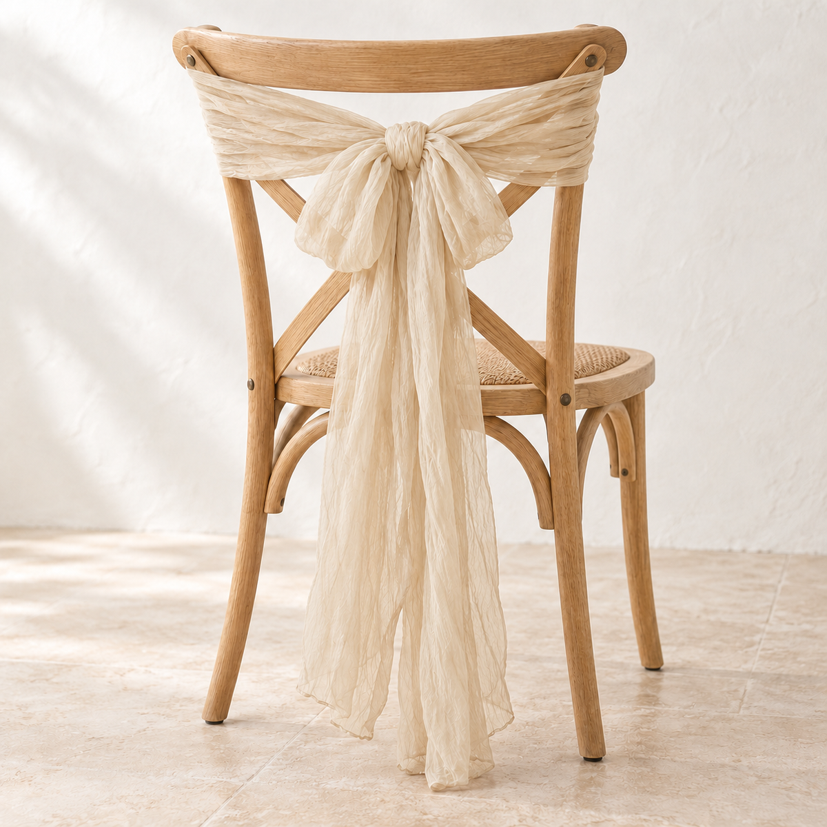 Crinkle Gauze Wedding Chair Drape – 40 × 275 cm