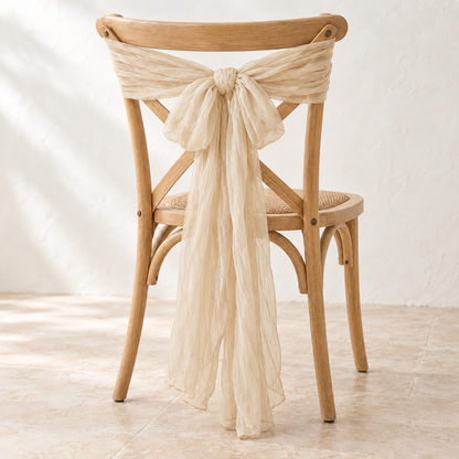 Crinkle Gauze Wedding Chair Drape – 40 × 275 cm