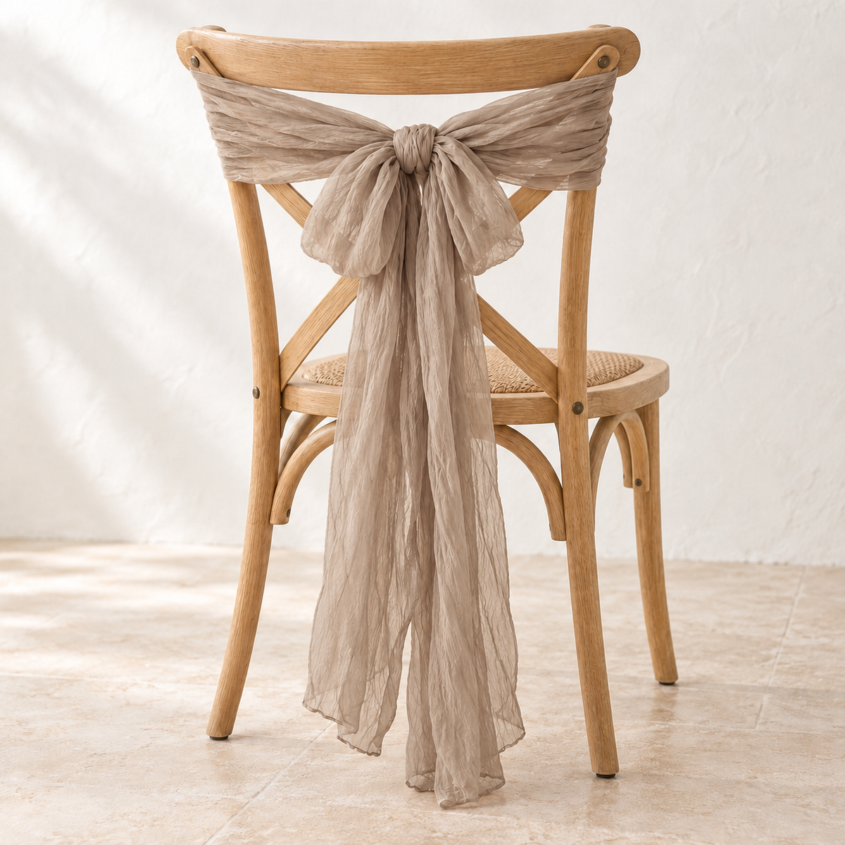 Crinkle Gauze Wedding Chair Drape – 40 × 275 cm