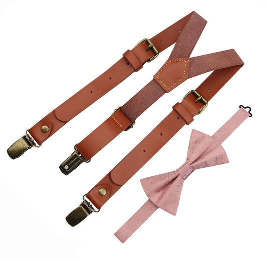 Reddish Brown Leather Suspenders