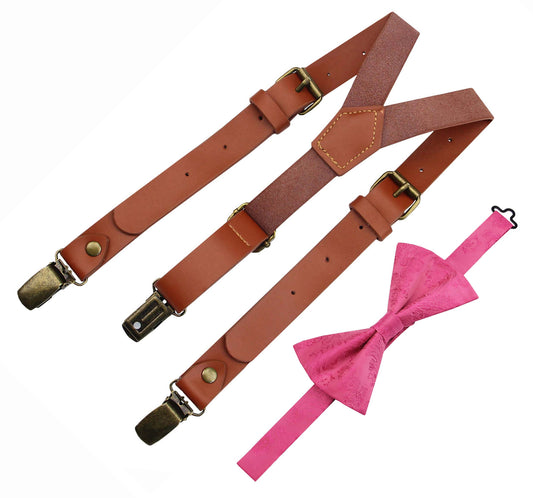 Mahogany Leather Suspenders
