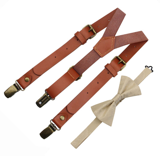 Men's Russet  Leather Suspenders