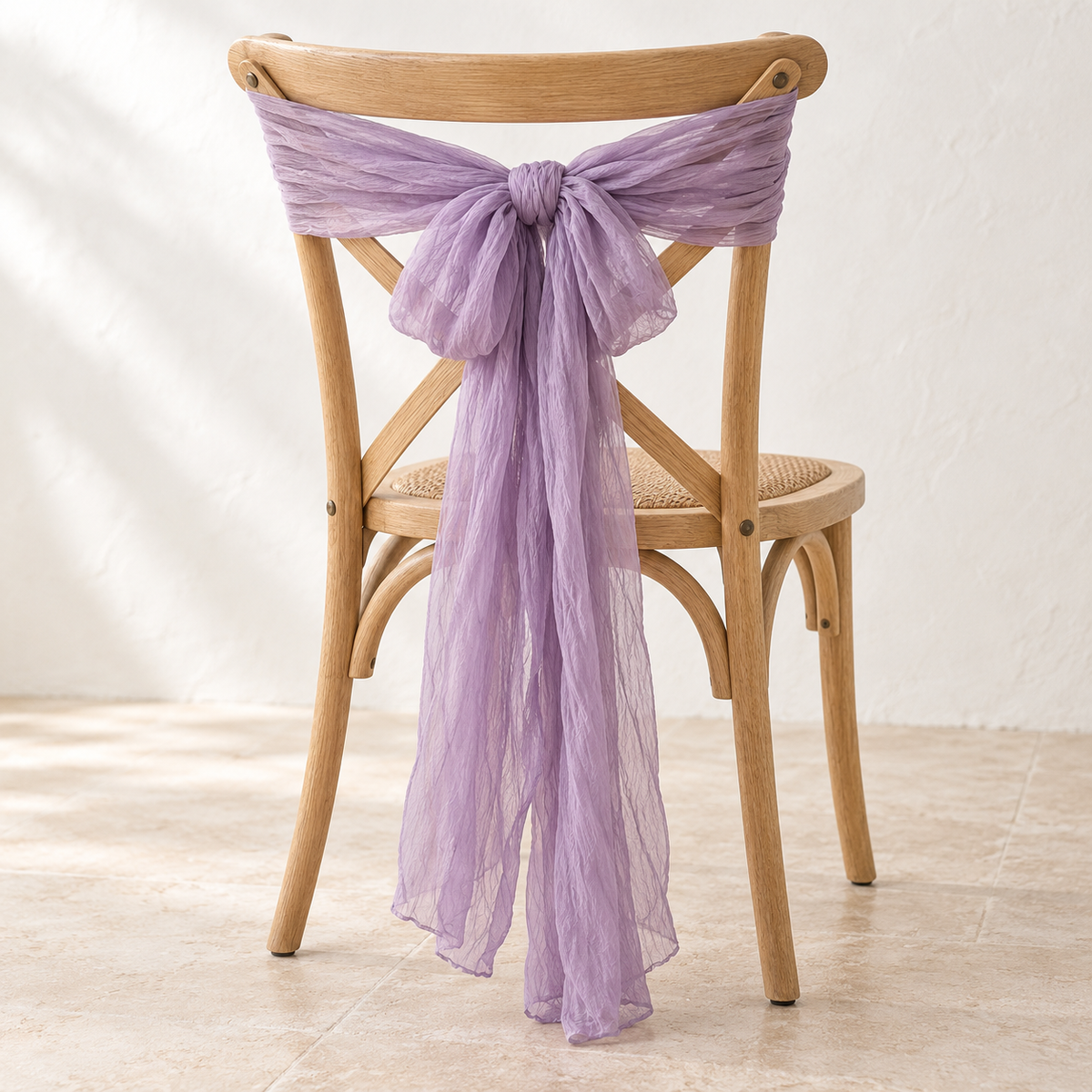 Crinkle Gauze Wedding Chair Drape – 40 × 275 cm