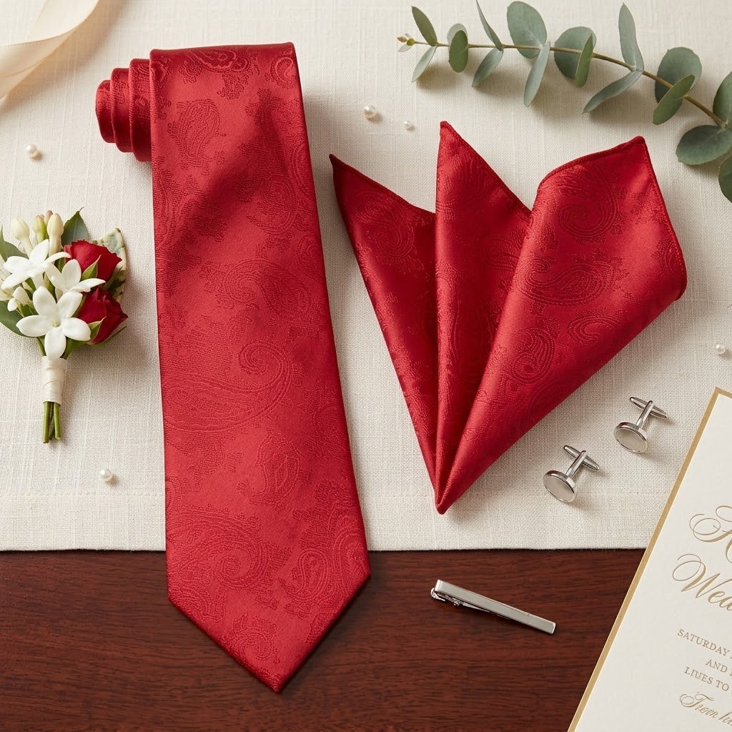 Apple Red Tie. Groomsmen Apple Red Neckties. Wedding Ties