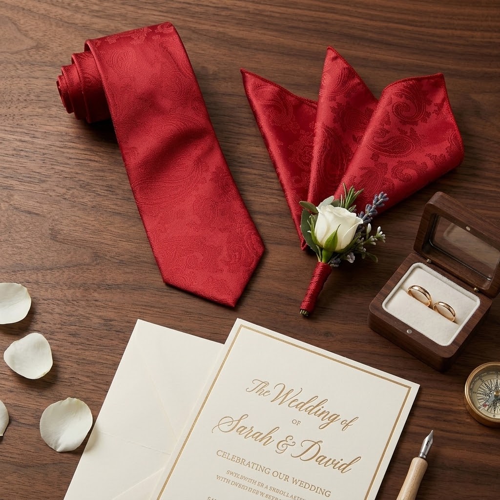 Apple Red Tie. Groomsmen Apple Red Neckties. Wedding Ties